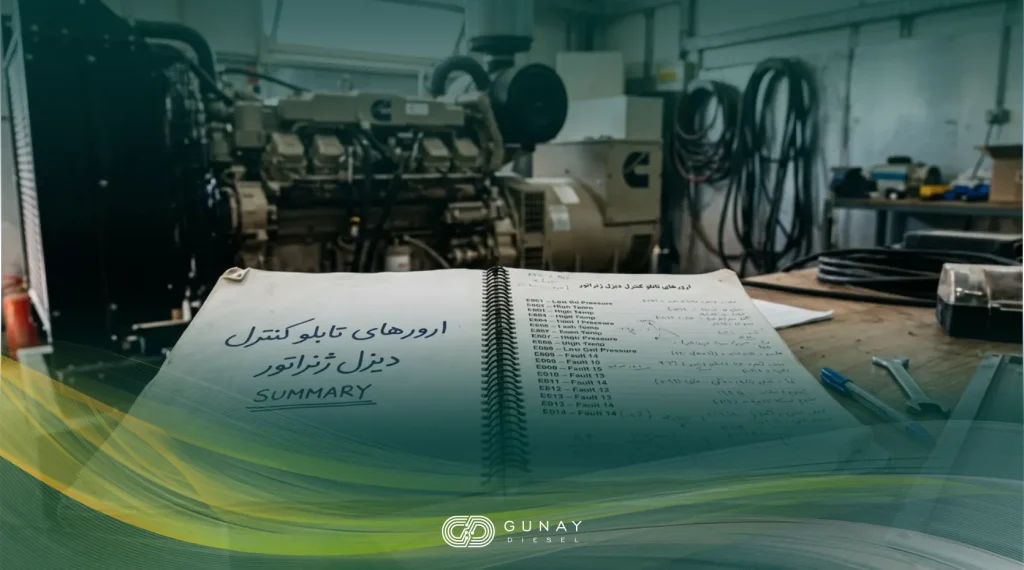 انواع ارورهای تابلو کنترل دیزل ژنراتور